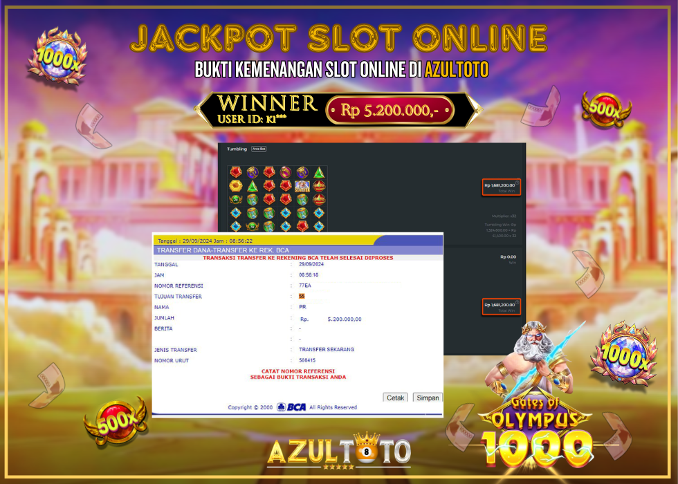 JACKPOT SLOT GATES OF OLYMPUS 1000 RP.5.200.000,- LUNAS DI AZULTOTO!