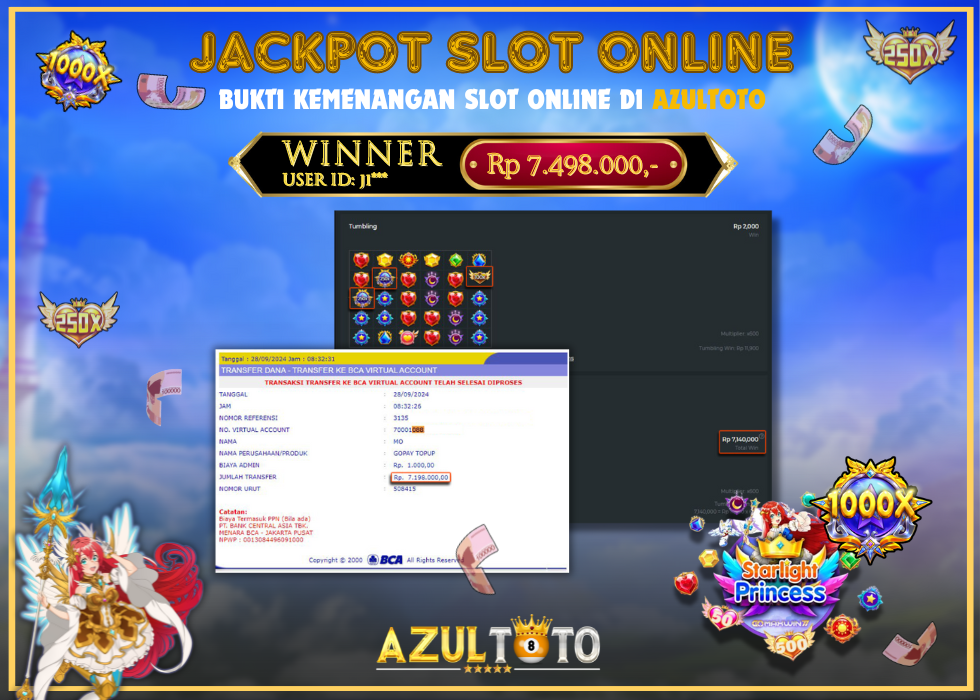 JACKPOT SLOT STARLIGHT PRINCESS 1000 RP.7.498.000,- LUNAS DI AZULTOTO!