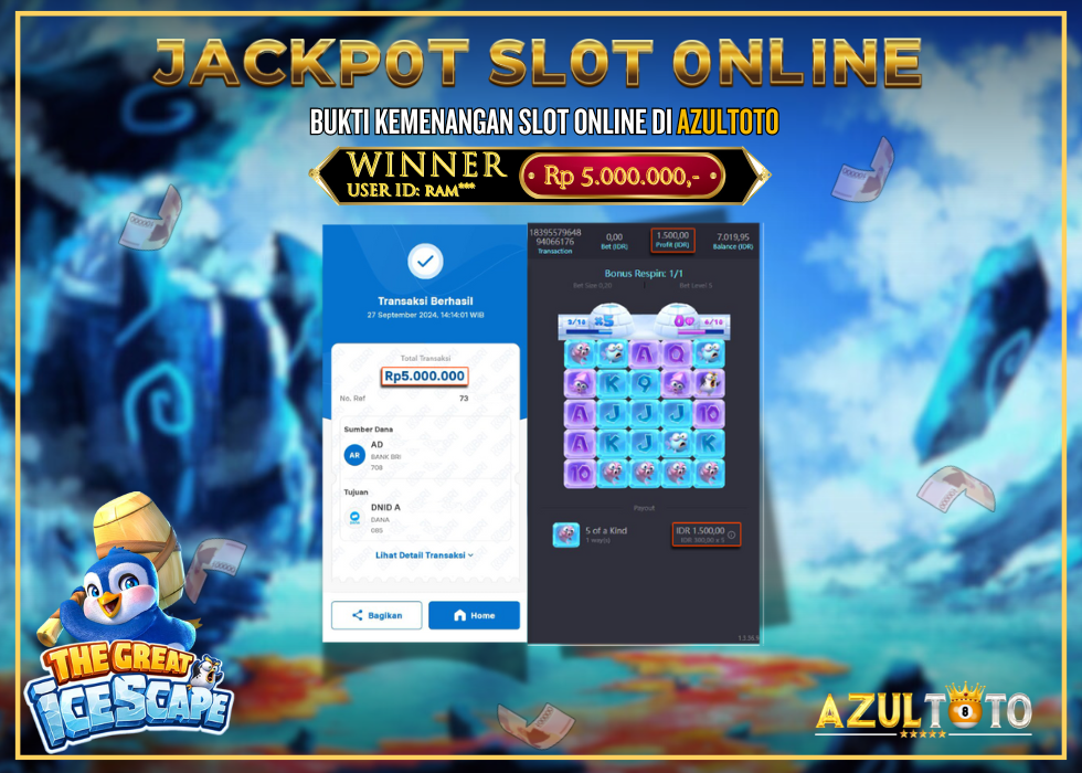 JACKPOT SLOT THE GREAT ICESCAPE RP.5.000.000,- LUNAS DI AZULTOTO!