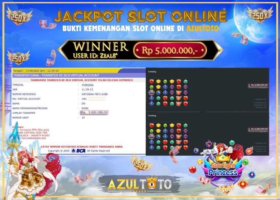 JACKPOT SLOT STARLIGHT PRINCESS 1000 RP.5.000.000,- LUNAS DI AZULTOTO!