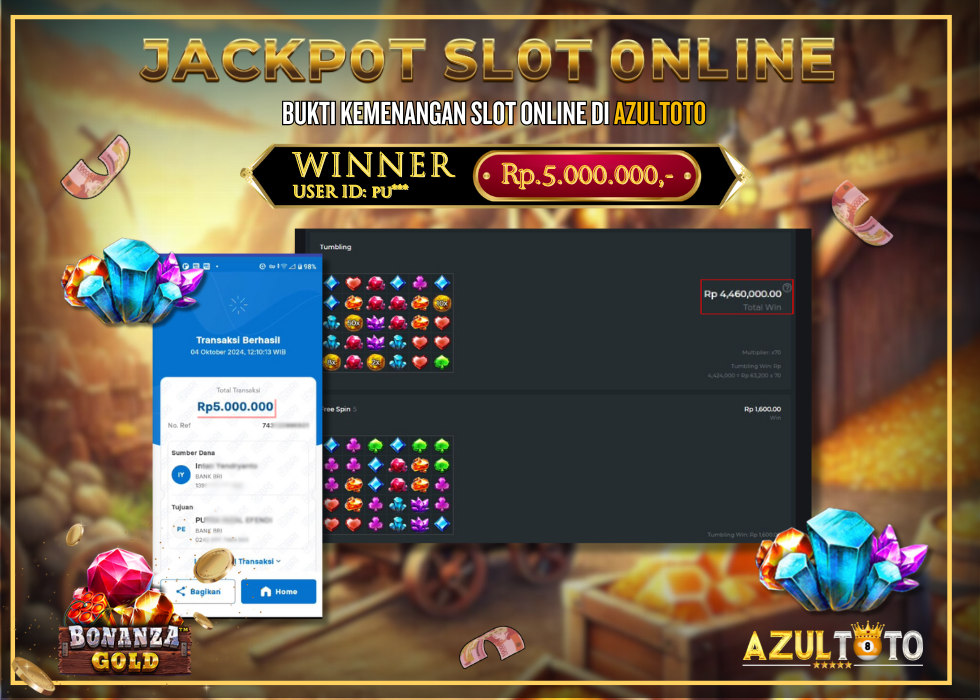 JACKPOT SLOT BONANZA GOLD RP.5.000.000,- LUNAS DI AZULTOTO!