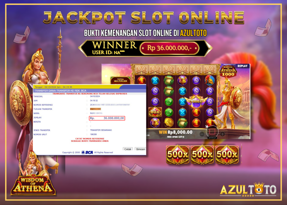 JACKPOT SLOT WISWDOM OF ATHENA RP.36.000.000,- LUNAS DI AZULTOTO!