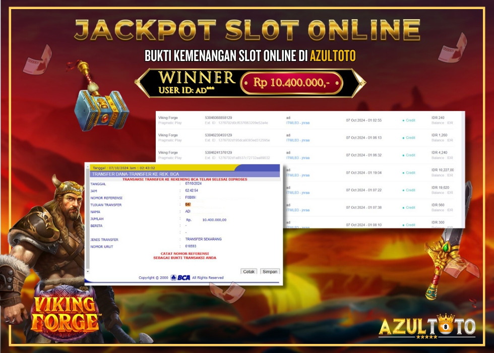 JACKPOT SLOT VIKING FORGE PRAGMATIC PLAY RP.10.400.000,- LUNAS DI AZULTOTO!