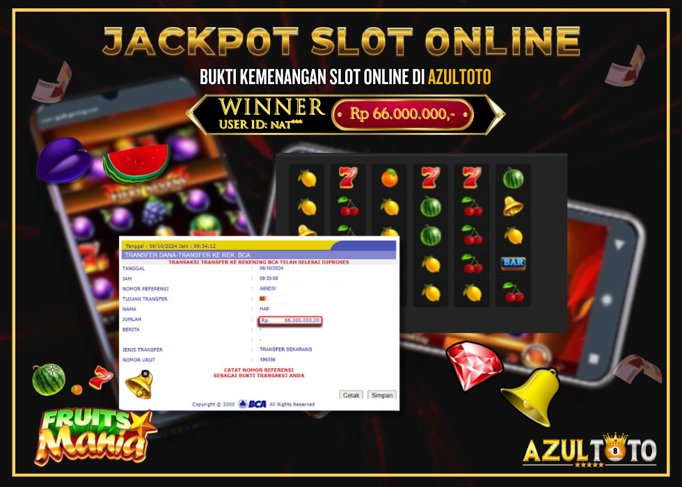 JACKPOT SLOT FRUITS MANIA RP.66.000.000,- LUNAS DI AZULTOTO!