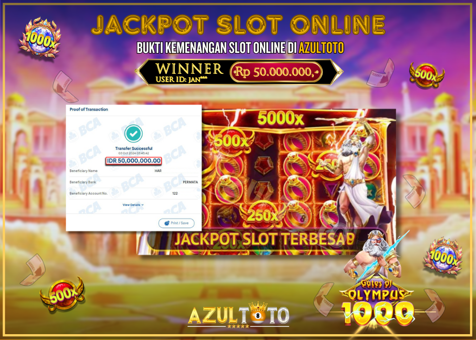 JACKPOT SLOT GATES OF OLYMPUS 1000 RP.50.000.000,- LUNAS DI AZULTOTO!