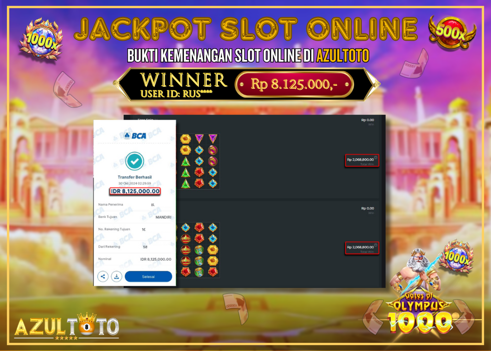JACKPOT SLOT GATES OF OLYMPUS 1000 RP.8.125.000,- LUNAS DI AZULTOTO!