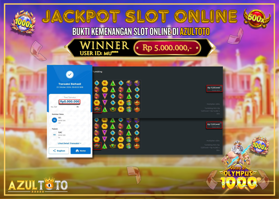 JACKPOT SLOT GATES OF OLYMPUS 1000 RP.5.000.000,- LUNAS DI AZULTOTO!