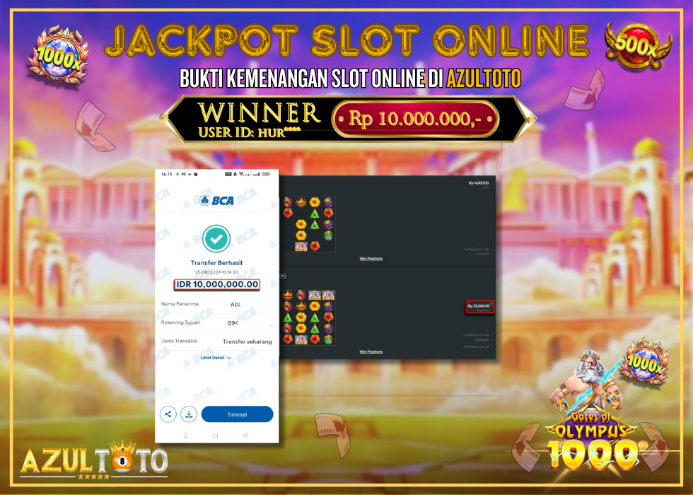 JACKPOT SLOT GATES OF OLYMPUS 1000 RP.10.000.000,- LUNAS DI AZULTOTO!