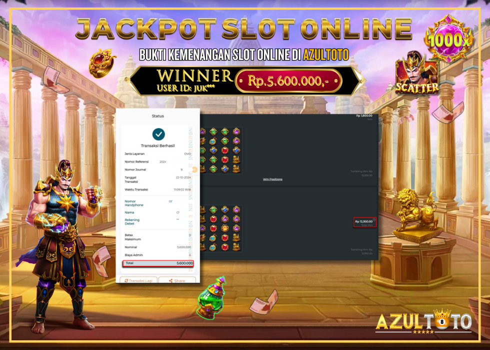 JACKPOT SLOT GATES OF GATOT KACA 1000 RP.5.600.000,- LUNAS DI AZULTOTO!