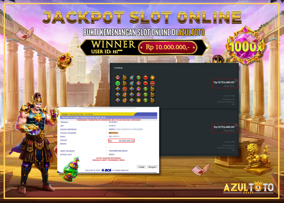 JACKPOT SLOT GATES OF GATOT KACA1000 RP.10.000.000,- LUNAS DI AZULTOTO!