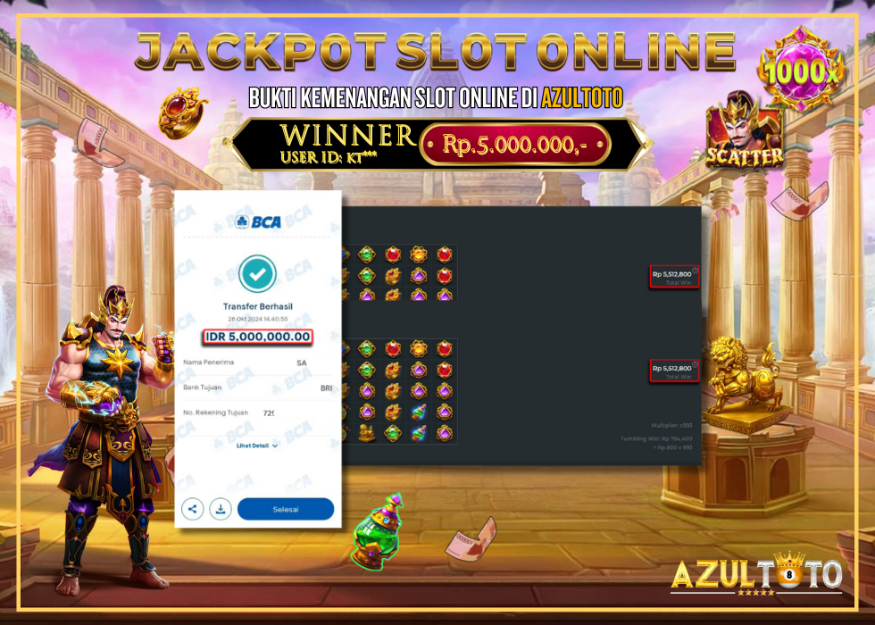 JACKPOT SLOT GATES OF GATOT KACA 1000 RP.5.000.000,- LUNAS DI AZULTOTO!