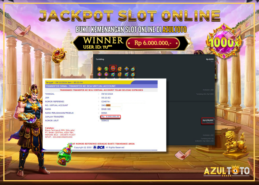 JACKPOT SLOT GATES OF GATOT KACA 1000 RP.6.000.000,- LUNAS DI AZULTOTO!