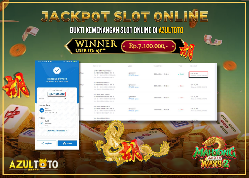 JACKPOT SLOT MAHJONG WAYS RP.7.100.000,- LUNAS DI AZULTOTO!