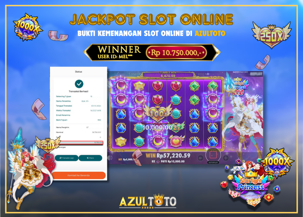 JACKPOT SLOT STARLIGHT PRINCESS 1000 RP.10.750.000,- LUNAS DI AZULTOTO!