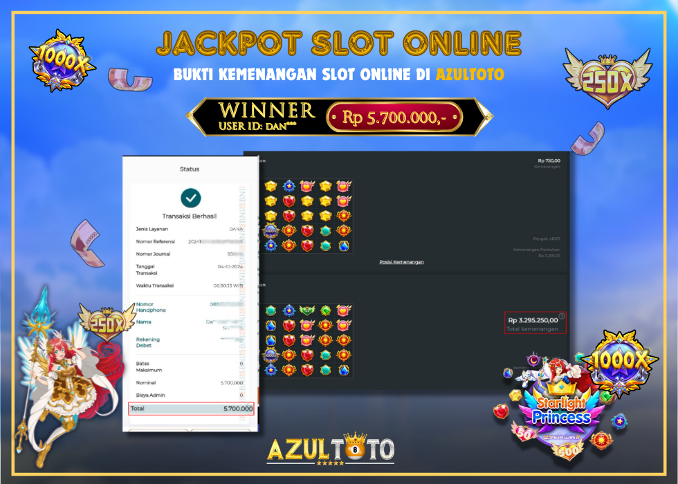 JACKPOT SLOT STARLIGHT PRINCESS 1000 RP.5.700.000,- LUNAS DI AZULTOTO!