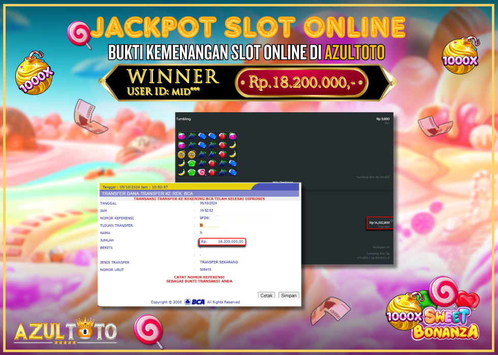 JACKPOT SLOT SWEET BONANZA XMAS RP.18.200.000,- LUNAS DI AZULTOTO!