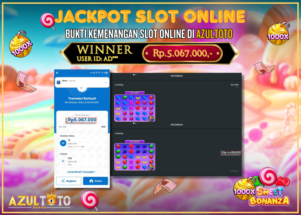 JACKPOT SLOT SWEET BONANZA 1000 RP.5.067.000,- LUNAS DI AZULTOTO!