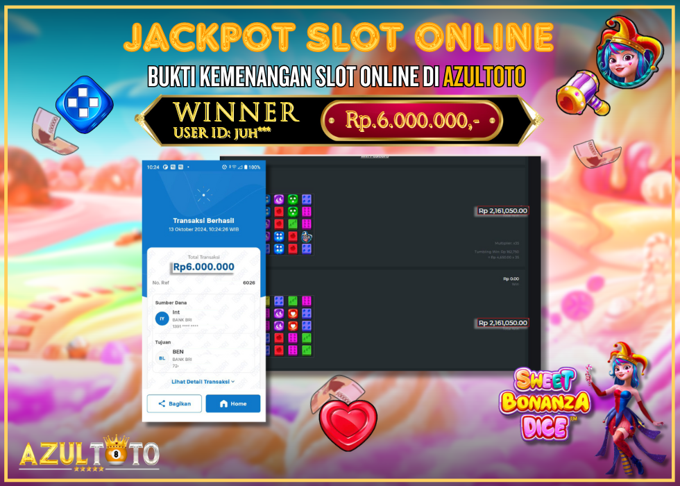 JACKPOT SLOT BONANZA DIZE RP.6.000.000,- LUNAS DI AZULTOTO!