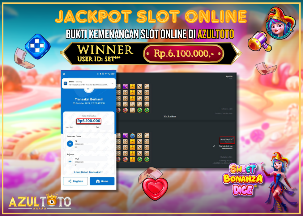 JACKPOT SLOT BONANZA DICE RP.6.100.000,- LUNAS DI AZULTOTO!