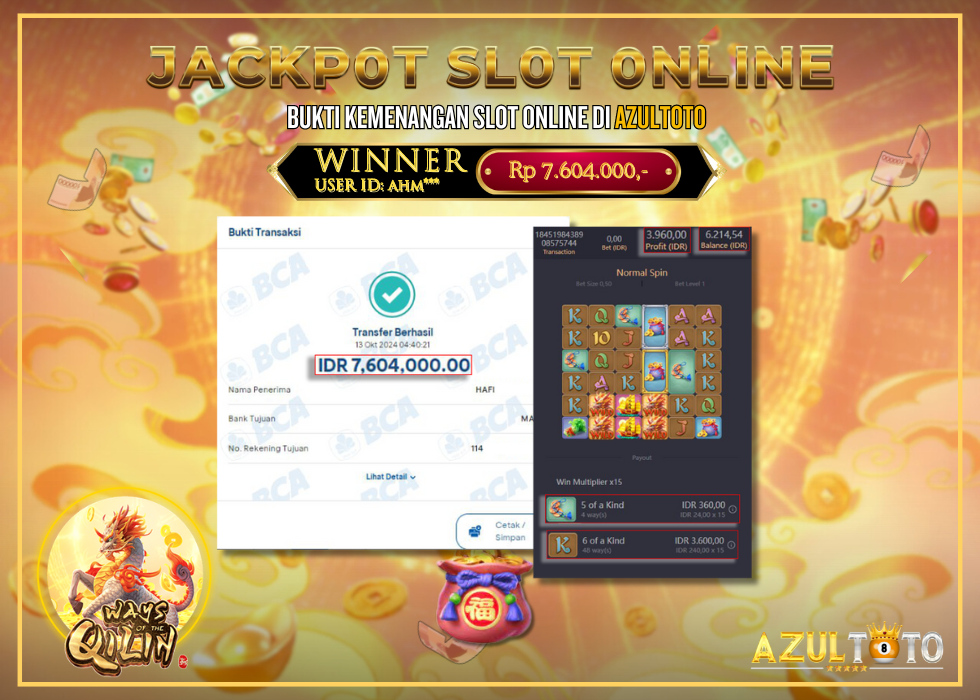 JACKPOT SLOT WAYS OF THE QILIN RP.7.604.000,- LUNAS DI AZULTOTO!