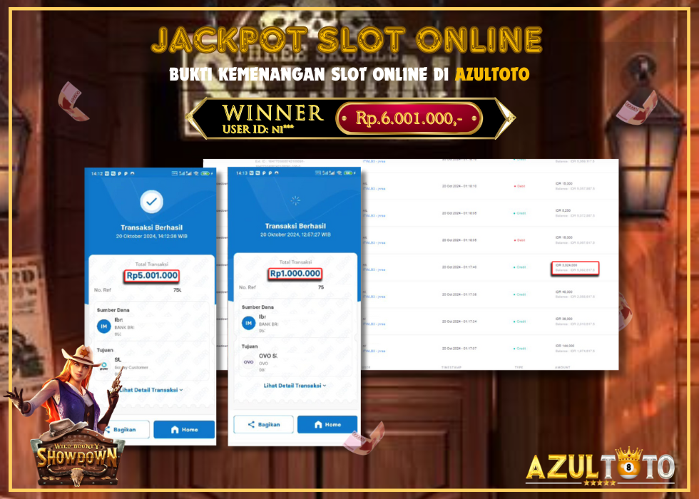 JACKPOT SLOT WILD BOUNTY SHOWDOWN RP.6.001.000,- LUNAS DI AZULTOTO!