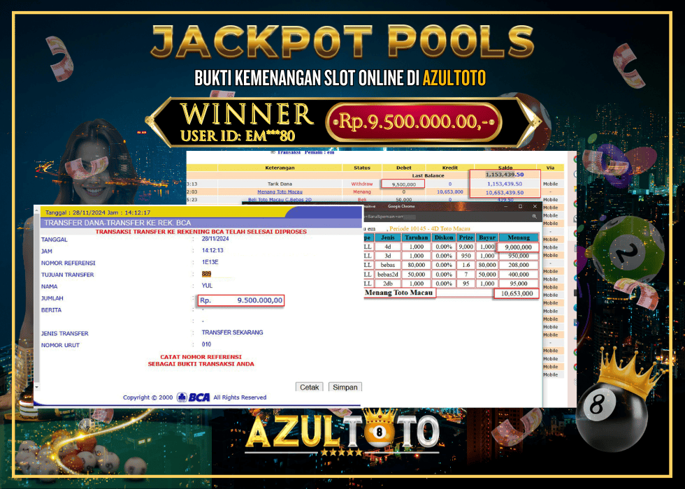 JACKPOT TOGEL TOTOMACAU 4D RP.9.500.000,- LUNAS DI AZULTOTO!