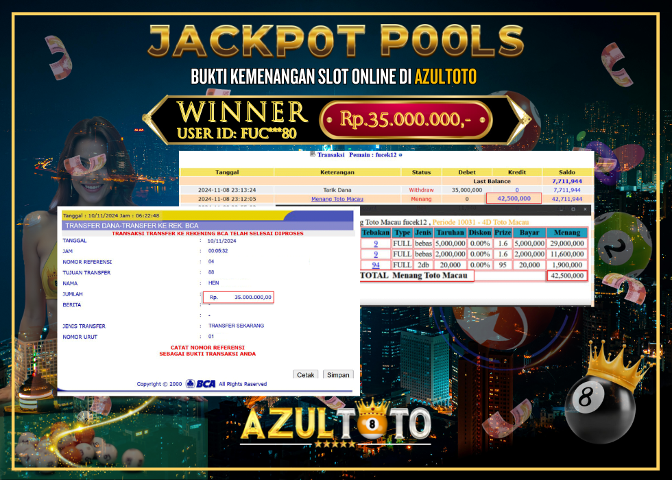 JACKPOT TOGEL TOTOMACAU 4D RP.35.000.000,- LUNAS DI AZULTOTO!