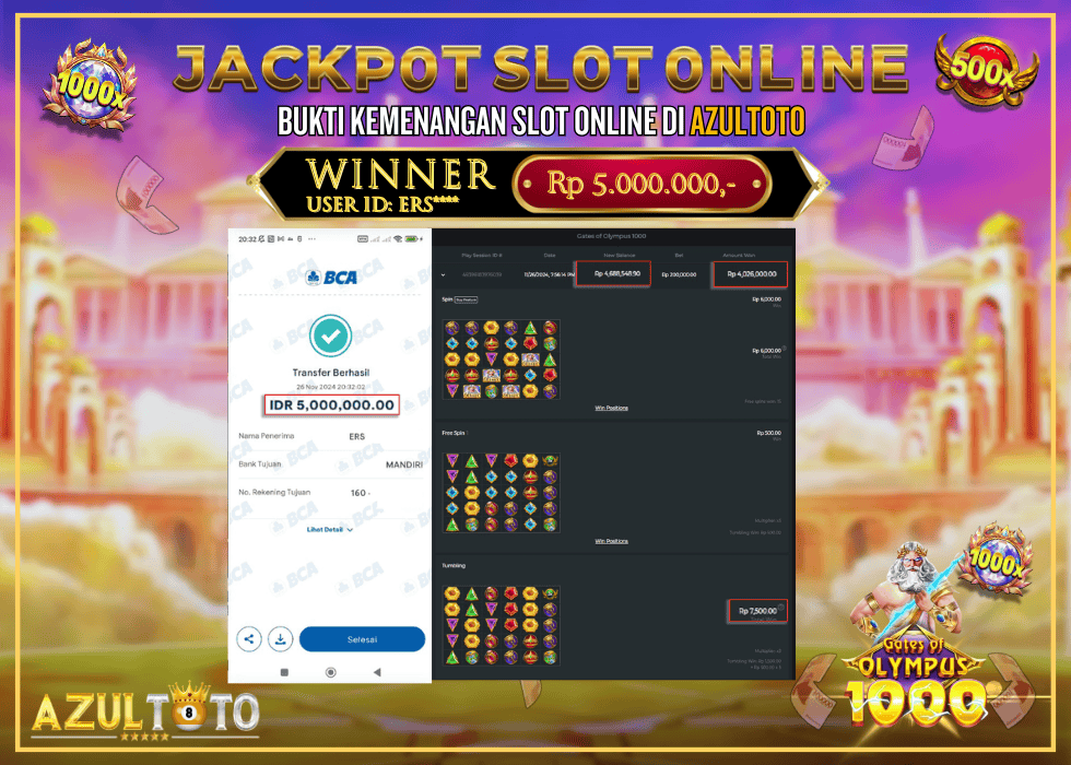 JACKPOT SLOT GATES OF OLYMPUS 1000 RP.5.000.000,- LUNAS DI AZULTOTO!