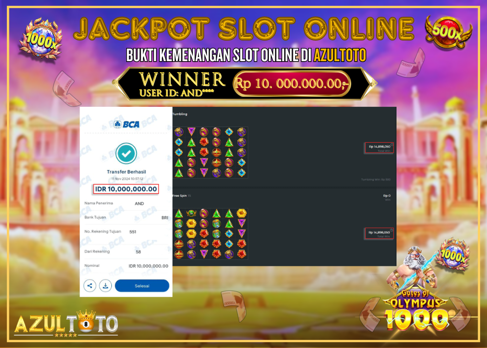 JACKPOT SLOT GATES OF OLYMPUS 1000 RP.10.000.000,- LUNAS DI AZULTOTO!