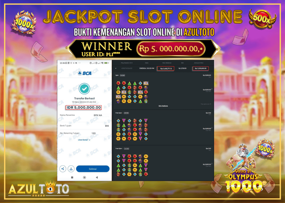 JACKPOT SLOT GATES OF OLYMPUS 1000 RP.5.000.000,- LUNAS DI AZULTOTO!