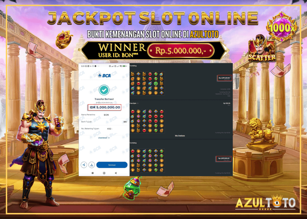 JACKPOT SLOT GATES OF GATOT KACA 1000 RP.5.000.000,- LUNAS DI AZULTOTO!