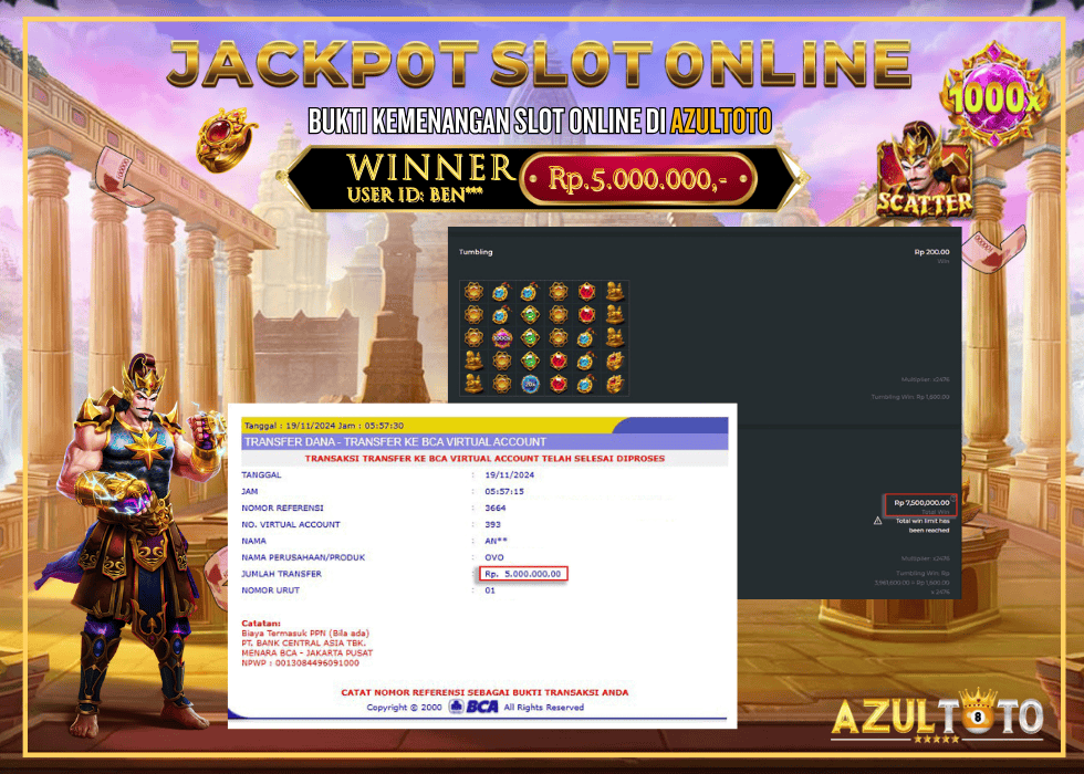 JACKPOT SLOT GATES OF GATOT KACA 1000 RP.5.000.000,- LUNAS DI AZULTOTO!