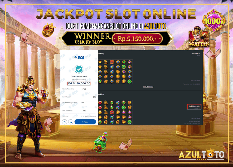 JACKPOT SLOT GATES OF GATOT KACA 1000 RP.5.150.000,- LUNAS DI AZULTOTO!