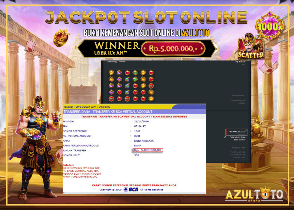 JACKPOT SLOT GATES OF GATOT KACA 1000 RP.5.000.000,- LUNAS DI AZULTOTO!