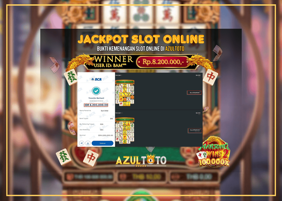JACKPOT SLOT MAHJONG WINS 2 RP.6.200.000,- LUNAS DI AZULTOTO!