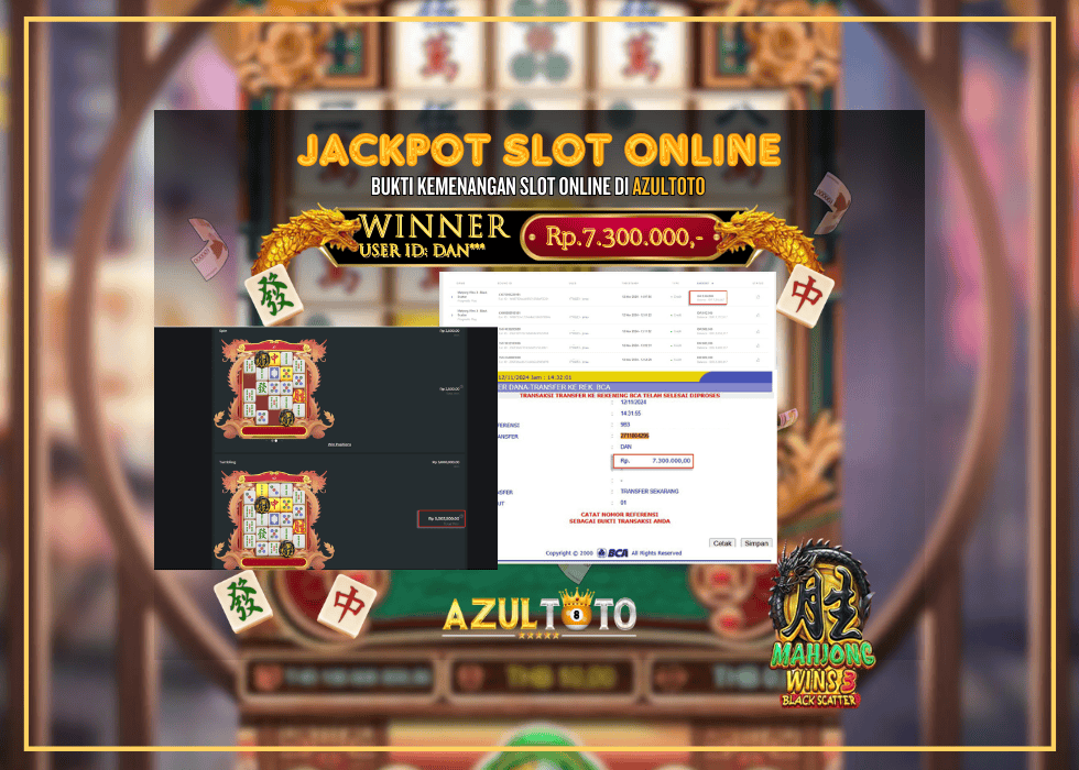 JACKPOT SLOT MAHJONG WINS 3 RP.7.300.000,- LUNAS DI AZULTOTO!
