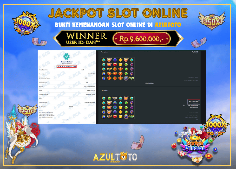 JACKPOT SLOT STARLIGHT PRINCESS 1000 RP.9.600 000.00,- LUNAS DI AZULTOTO!