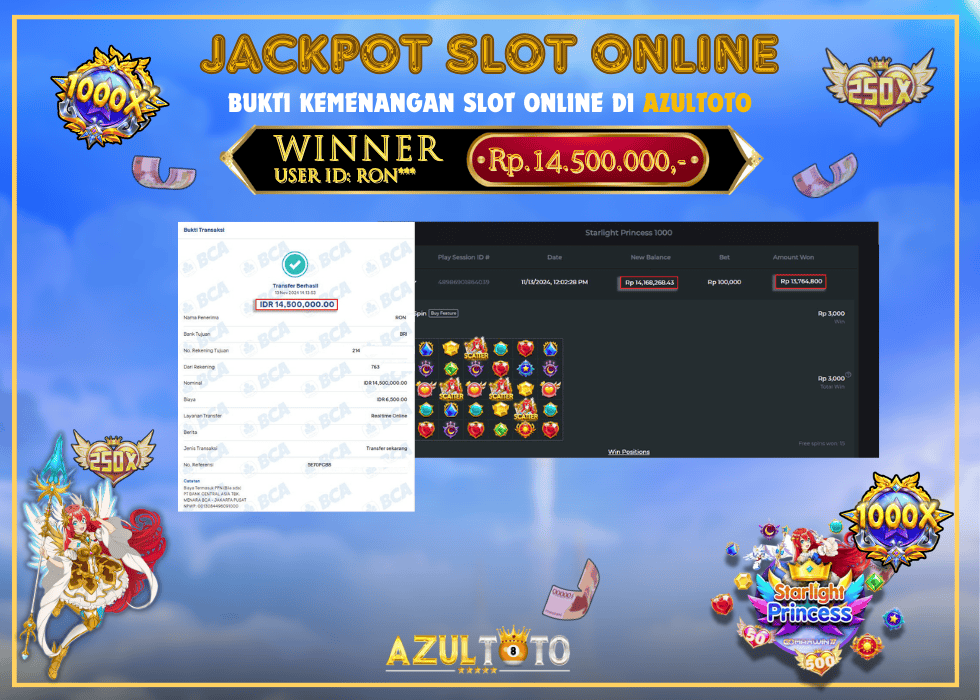 JACKPOT SLOT STARLIGHT PRINCESS 1000 RP.14.500 000.00,- LUNAS DI AZULTOTO!