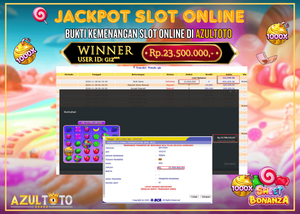 JACKPOT SLOT SWEET BONANZA 1000 RP.23.500.000,- LUNAS DI AZULTOTO!