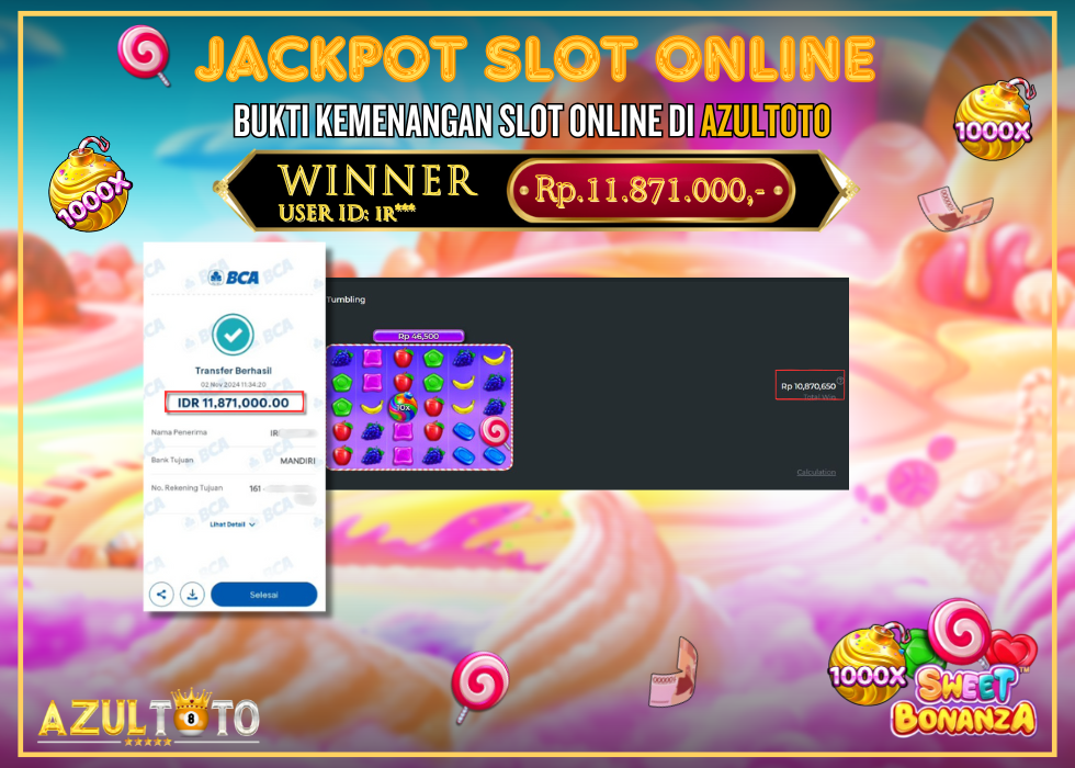 JACKPOT SLOT SWEET BONANZA 1000 RP.11.871.000,- LUNAS DI AZULTOTO!
