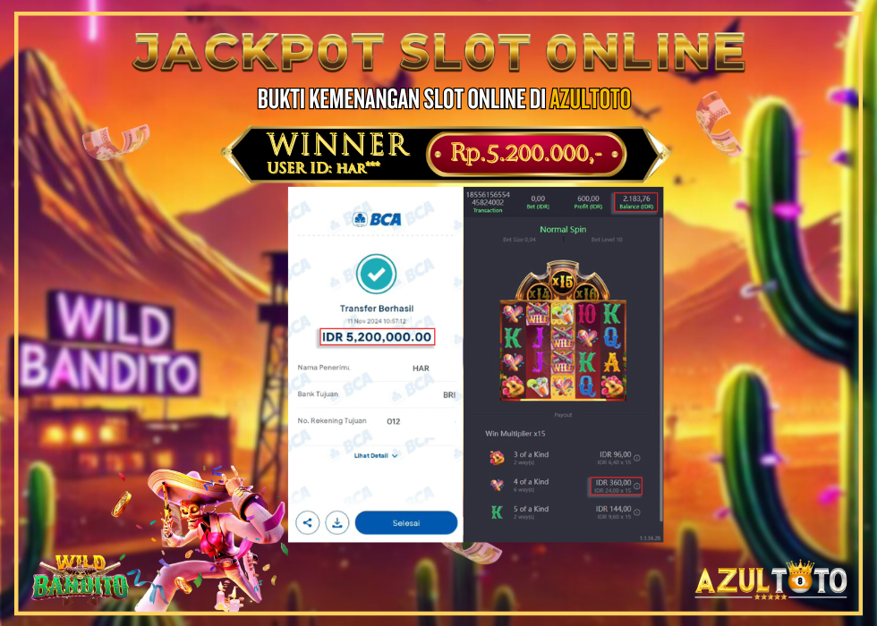JACKPOT SLOT WILD BANDITO RP.5.200.000,- LUNAS DI AZULTOTO!