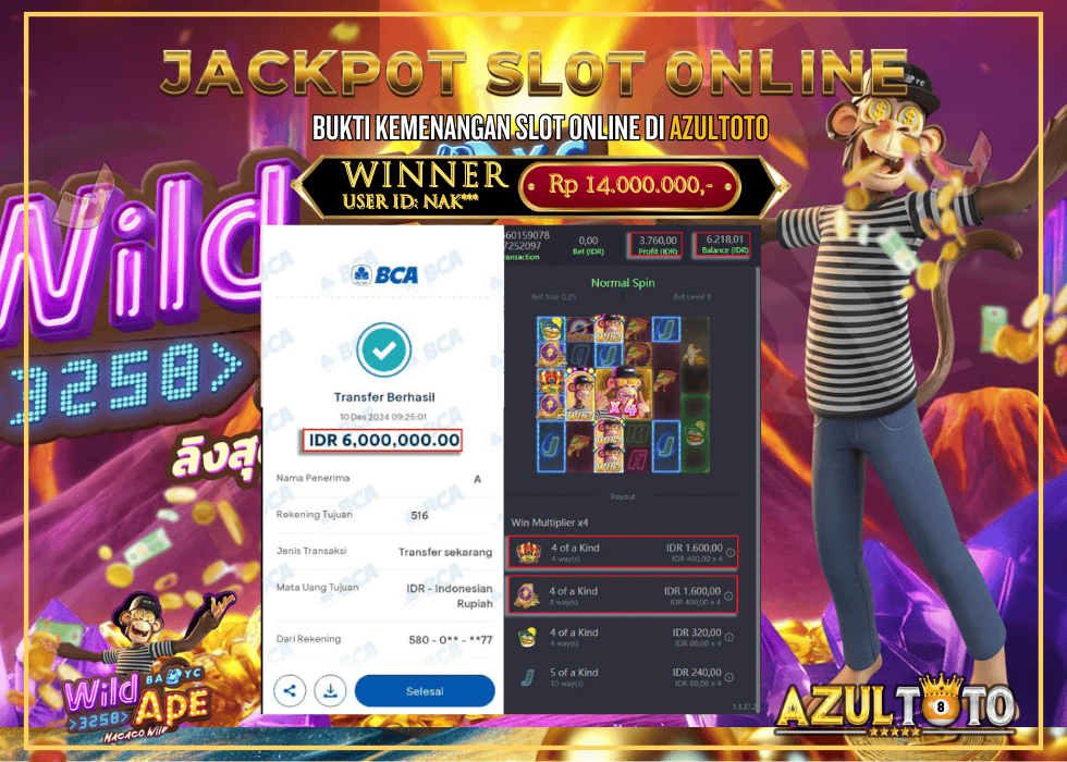 JACKPOT SLOT WIld APE RP.6.000.000,- LUNAS DI AZULTOTO!