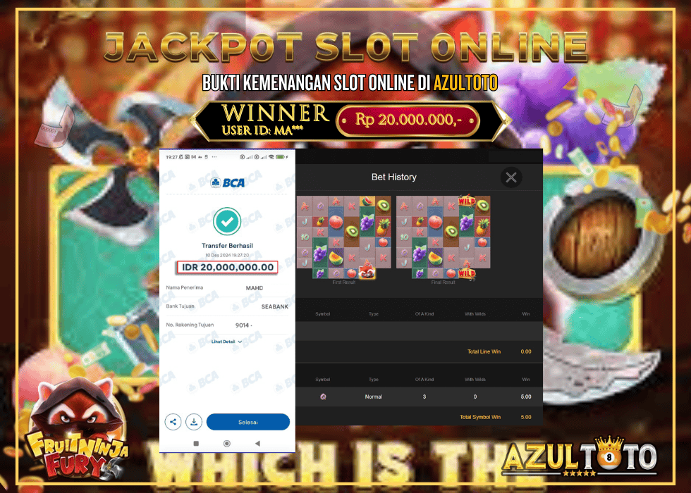 JACKPOT SLOT SPADEGAMING FRUIT NINJA FURY RP.20.000.000,- LUNAS DI AZULTOTO!