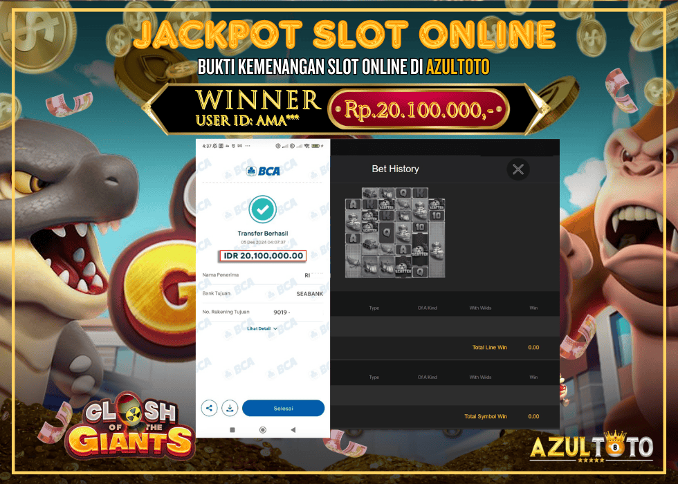 JACKPOT SLOT SPADEGAMING CLASH OF THE GIANTS RP.20.100.000,- LUNAS DI AZULTOTO!