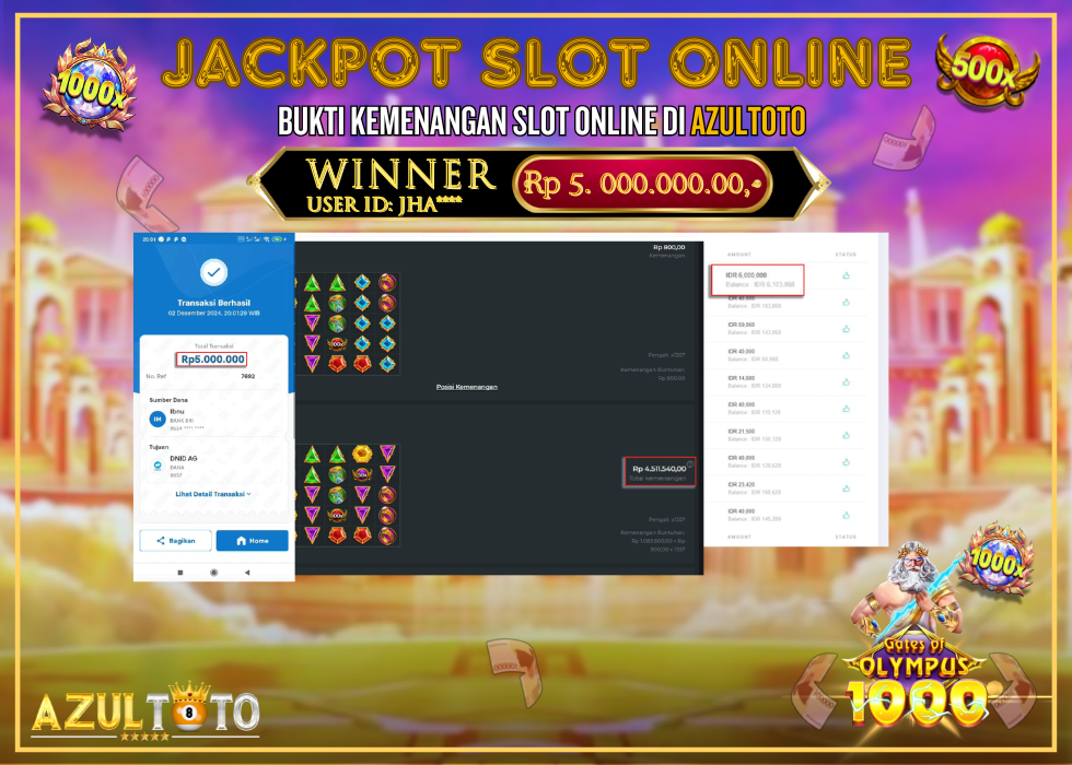 JACKPOT SLOT GATES OF OLYMPUS 1000 RP.5.000.000,- LUNAS DI AZULTOTO!