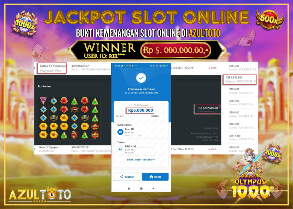 JACKPOT SLOT GATES OF OLYMPUS 1000 RP.5.000.000,- LUNAS DI AZULTOTO!