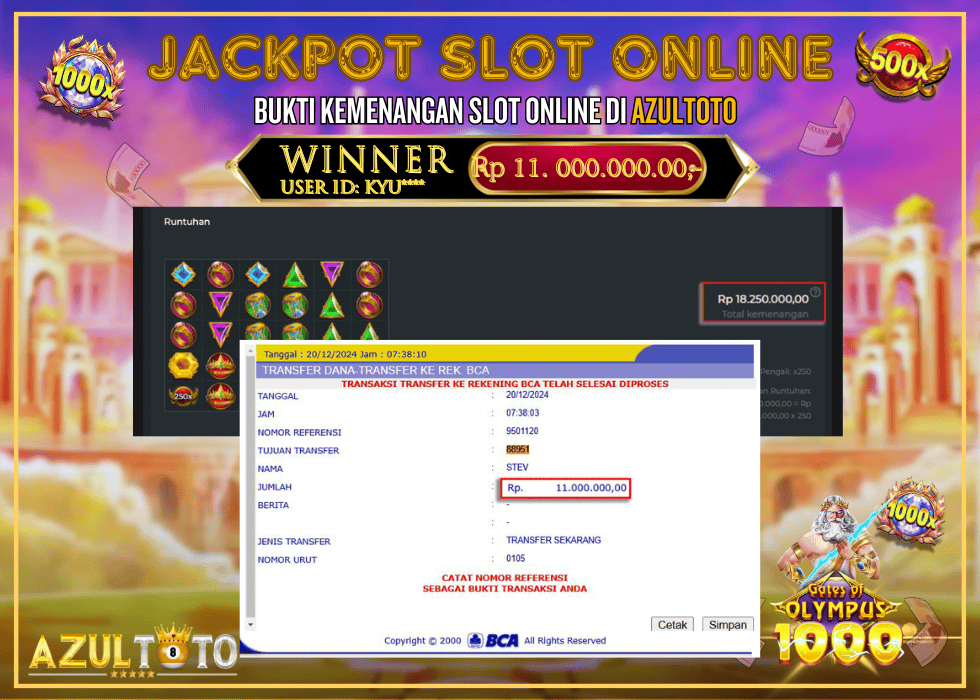 JACKPOT SLOT GATES OF OLYMPUS 1000 RP.11.000.000,- LUNAS DI AZULTOTO!
