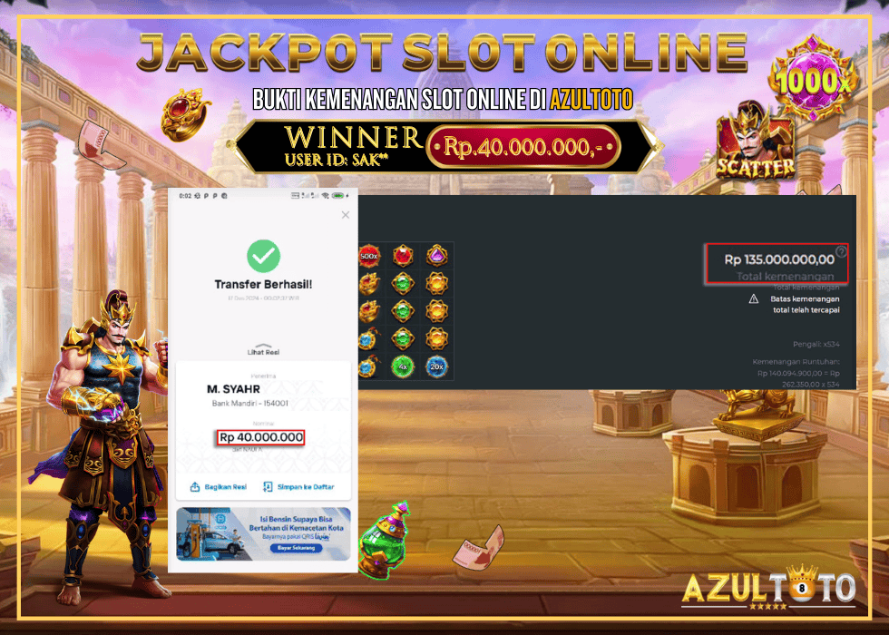 JACKPOT SLOT GATES OF GATOT KACA 1000 RP.40.000.000,- LUNAS DI AZULTOTO!