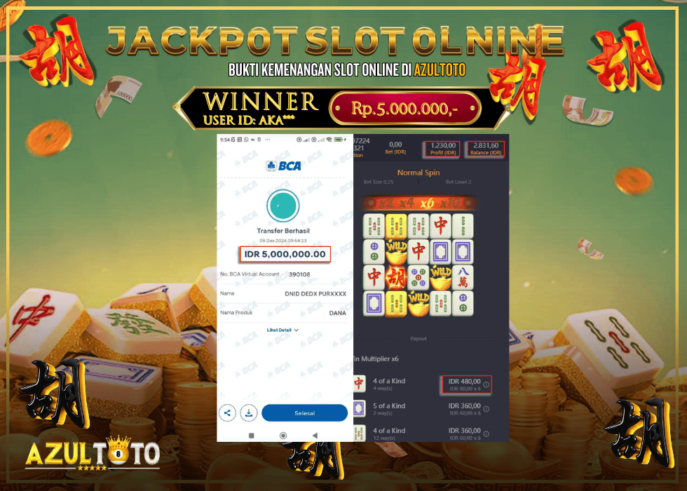 JACKPOT SLOT MAHJONG WAYS RP.5.000.000,- LUNAS DI AZULTOTO!