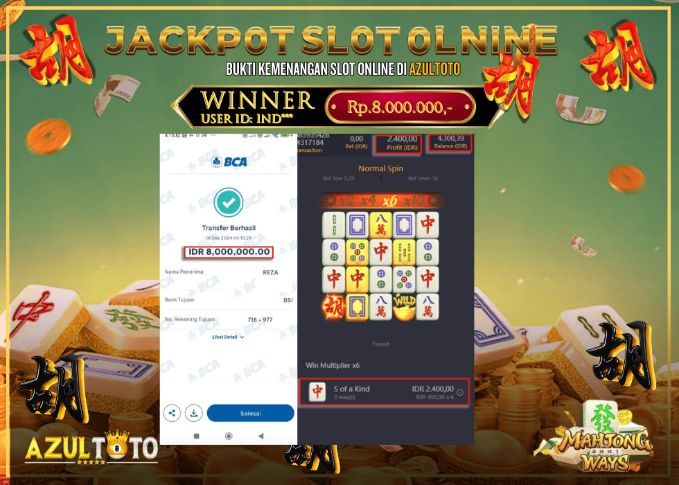 JACKPOT SLOT MAHJONG WAYS RP.8.000.000,- LUNAS DI AZULTOTO!